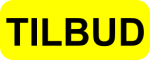 tilbudsetiket klistermærke gul sort med runde hjørner