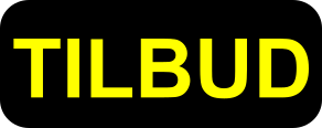 tilbudsetiket klistermærke sort gul med runde hjørner